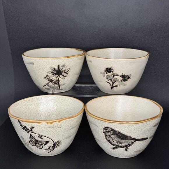 4 Spectrum Bowl Soup Cereal Bird Butterfly Dragonfly Bee Earth Tone 2015 5.25“ - Picture 6 of 11